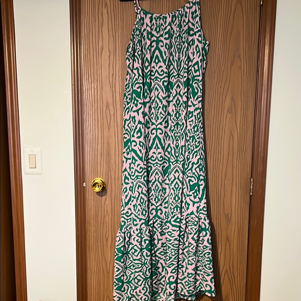 Dokotoo Green and Pink Maxi Dress